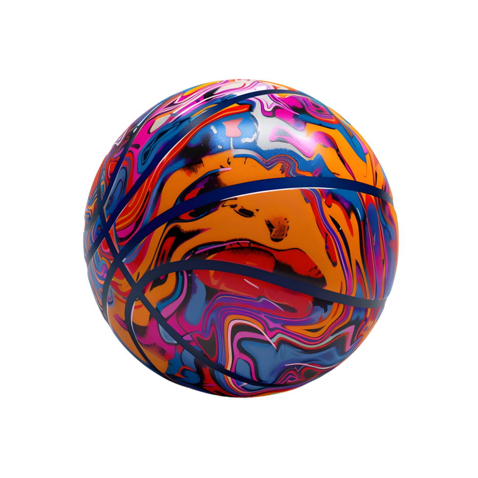 a basketball ball with a colorful design on it png