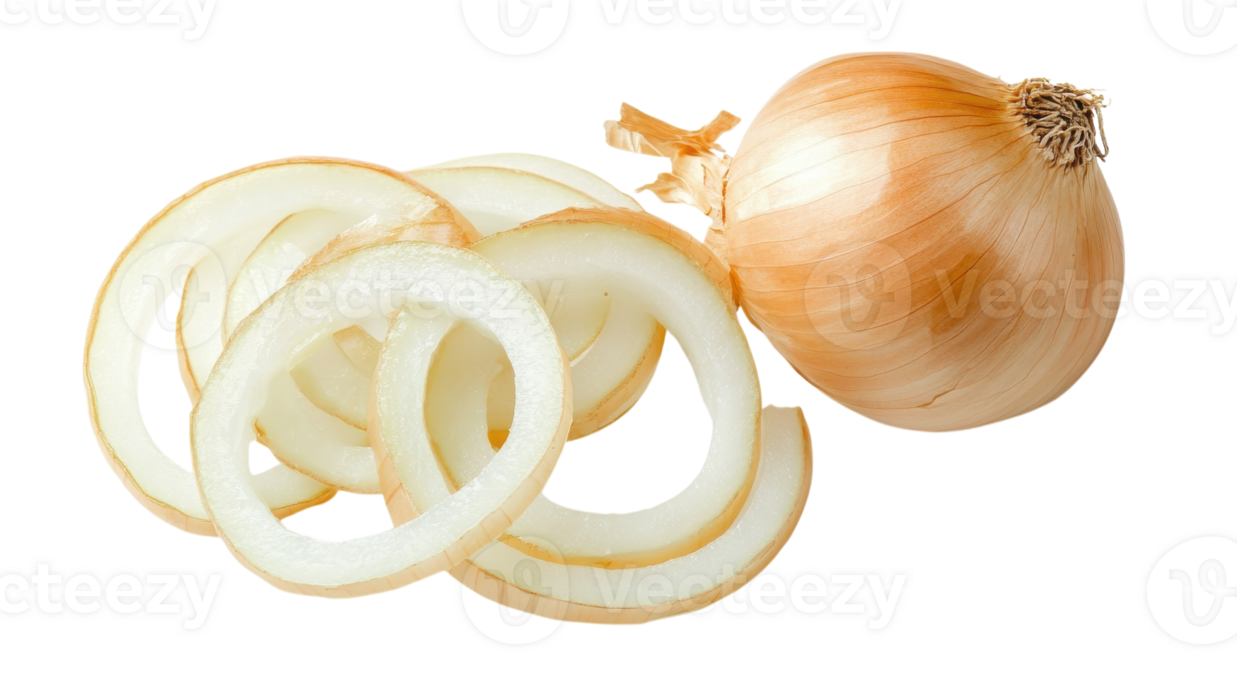 Fresh onions sliced and arranged on a clean surface ready for cooking or garnish png