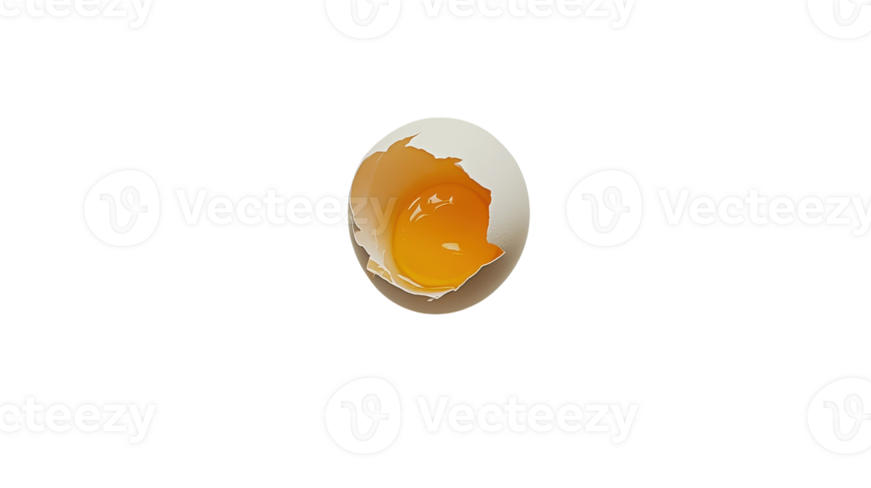 Eggshell with yolk resting inside on a white background in a minimalistic setting png