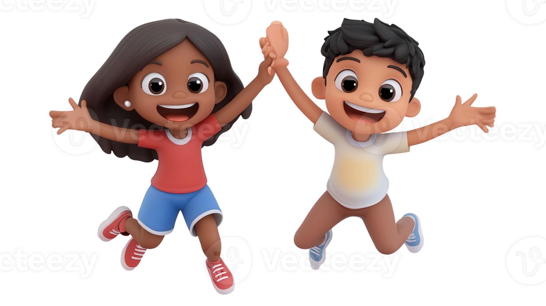 Happy children celebrating together in a joyful moment of friendship and fun during a sunny day png