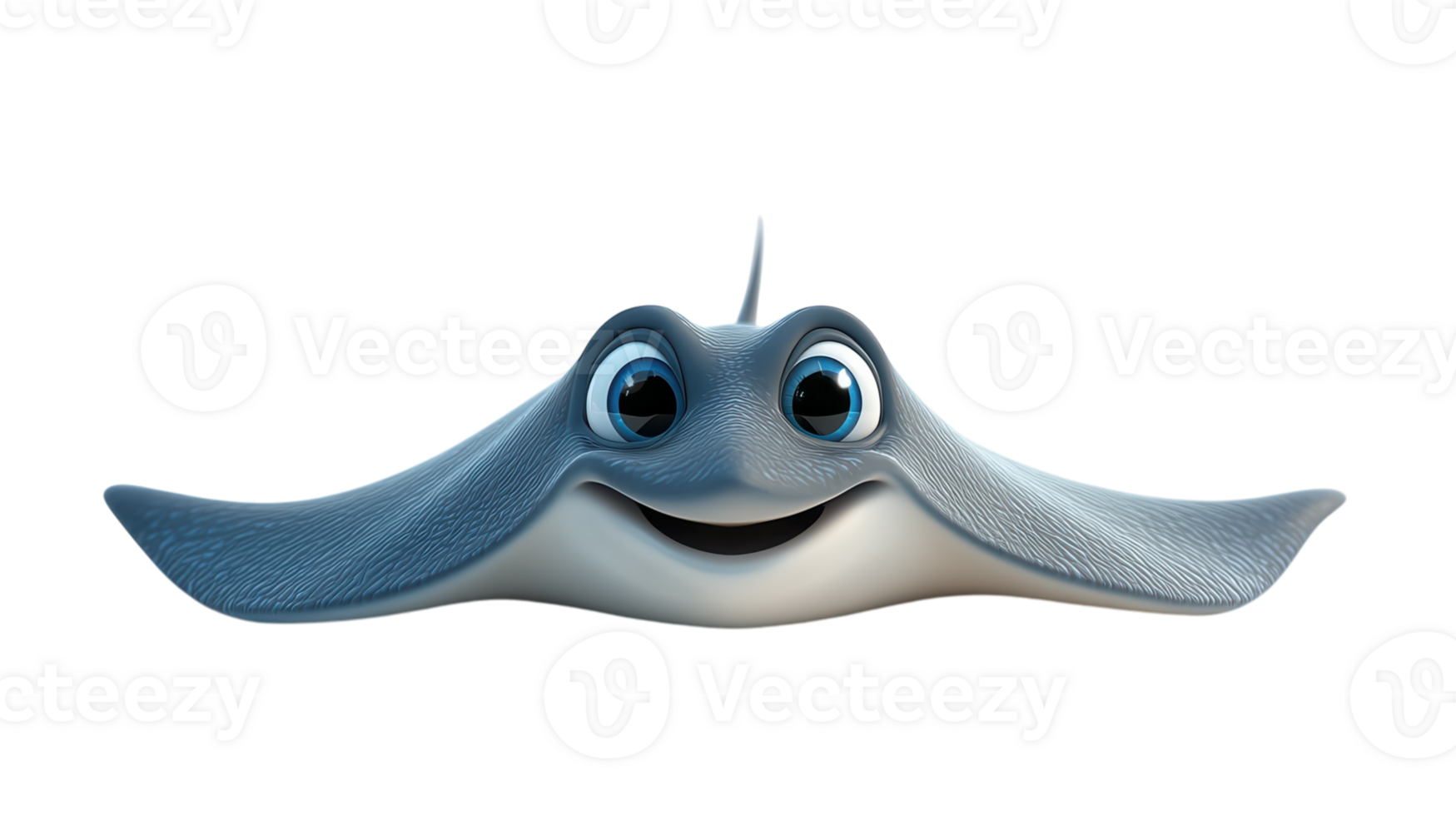 Charming cartoon stingray with big eyes showcasing a friendly expression in a playful underwater setting png