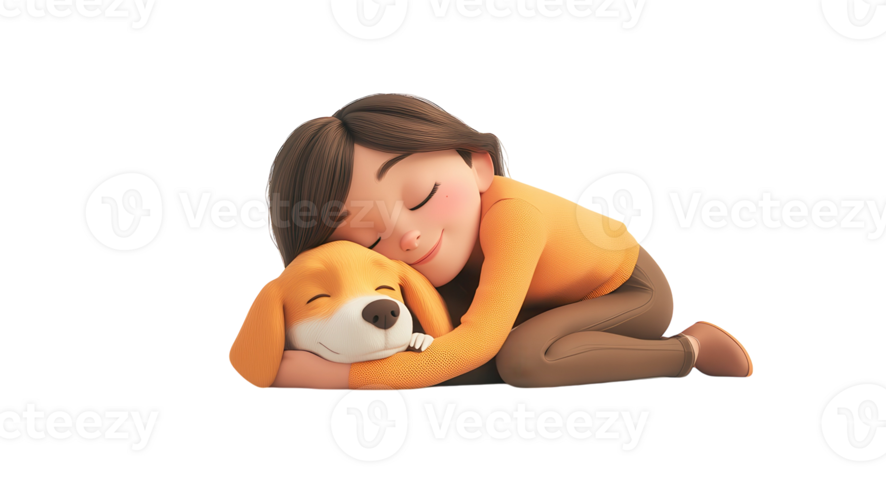 Girl cuddles a happy dog while enjoying a peaceful moment indoors during a cozy afternoon png