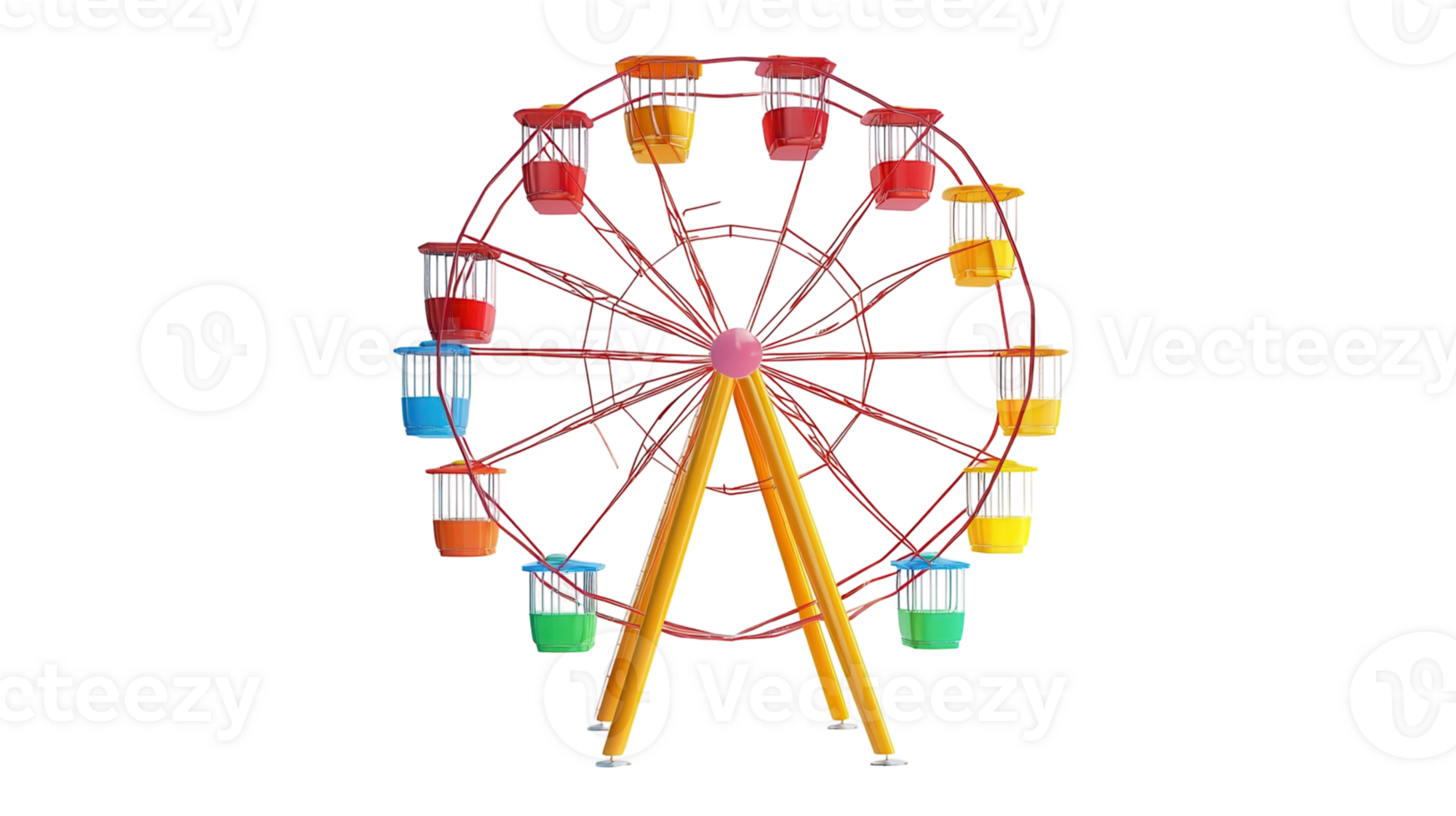 Colorful Ferris wheel stands prominently in a carnival setting with spirited energy and joy for visitors in the late afternoon png