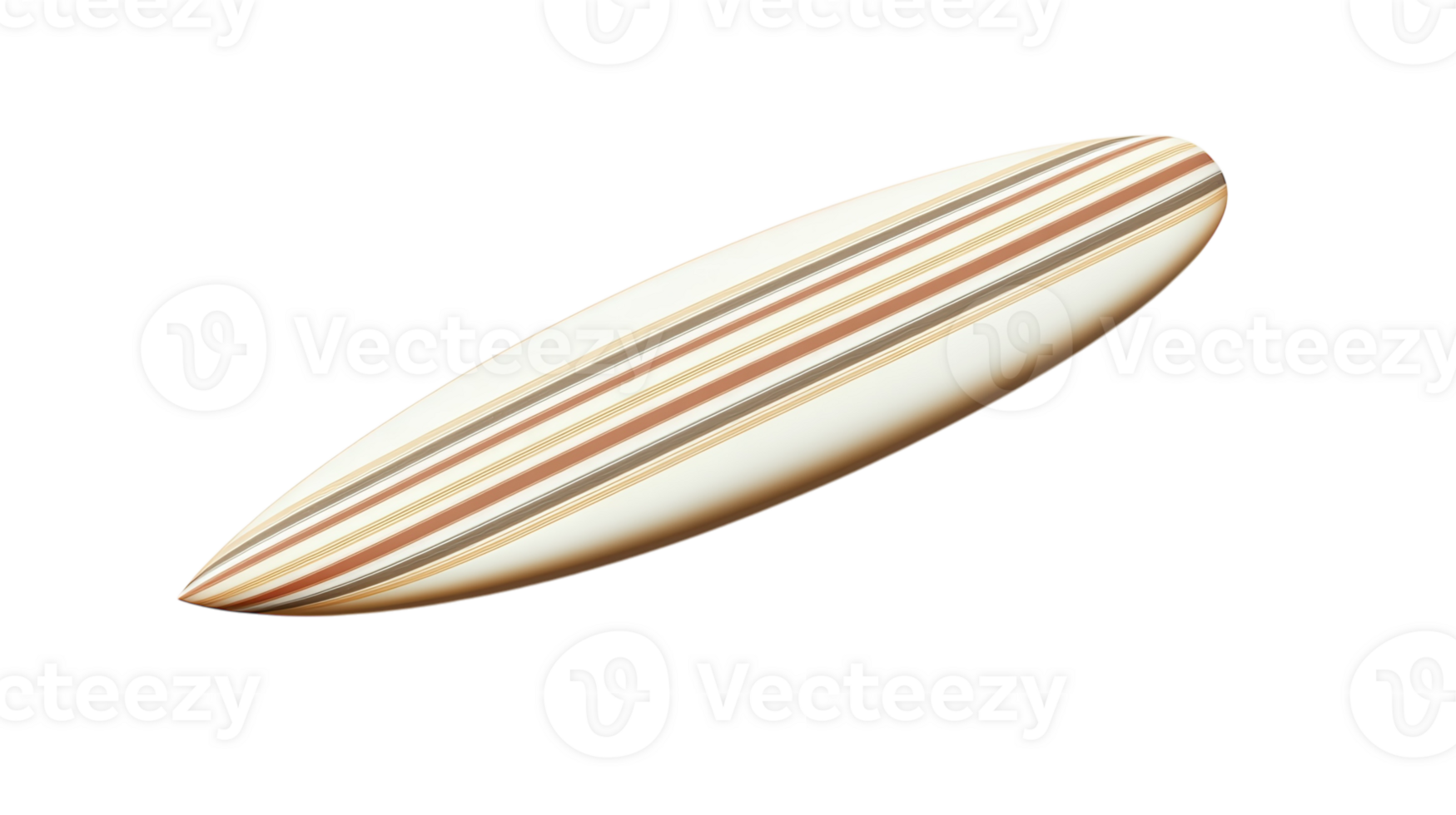 Classic surfboard with vibrant stripes designed for ocean adventures and beach fun png