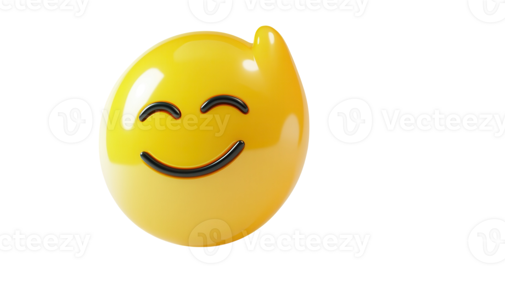 Bright yellow smiling emoji with a playful wave gesture in a light backdrop png