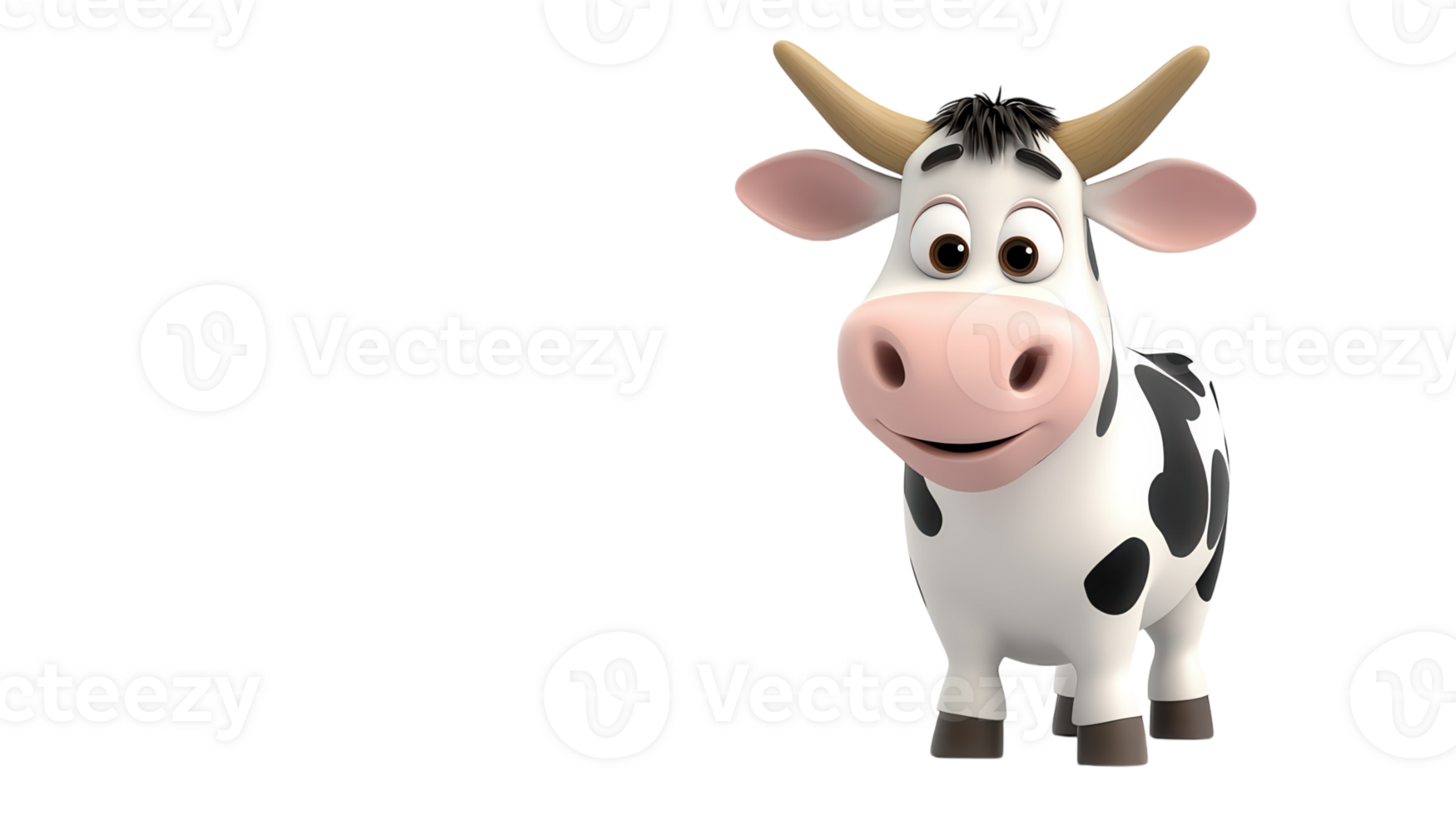 Cute cartoon cow character with cheerful expression in a festive setting suitable for children's illustrations png