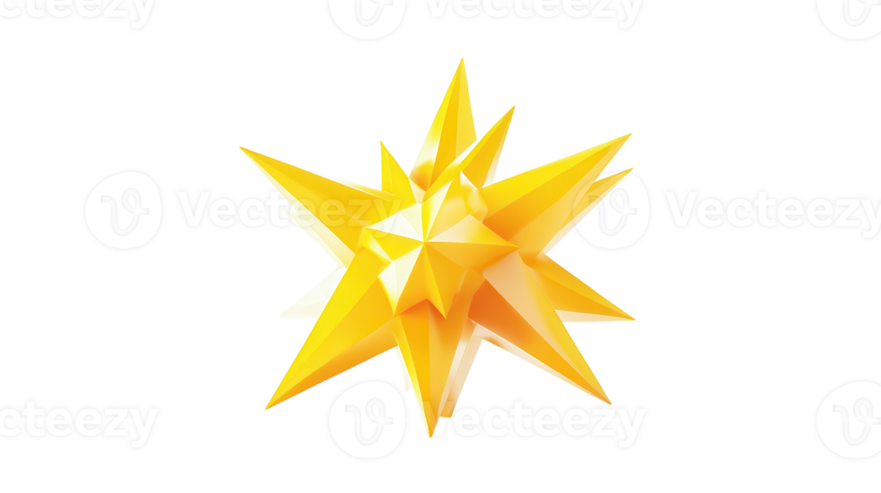 Bright geometric star design with sharp points and vibrant yellow color on a white background png