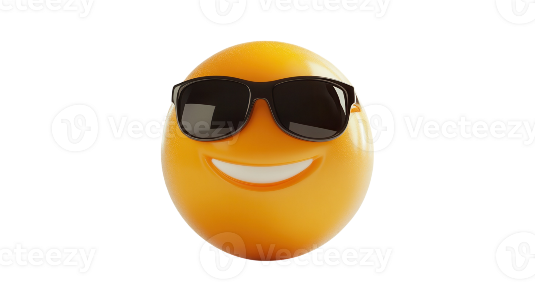 Happy yellow emoji wearing sunglasses enjoys a sunny day with a big smile, embodying positivity and fun png