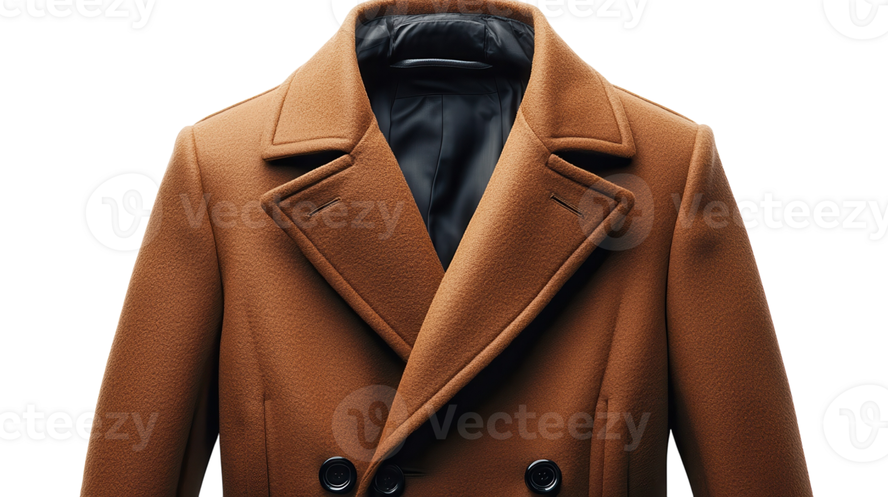 Stylish brown coat displayed on a white background showcasing its elegant design and tailored features for a fashionable look png