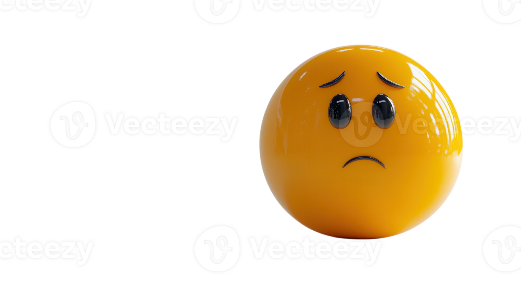 Sad yellow emoji expressing disappointment with large eyes on a plain background in a minimalistic design png