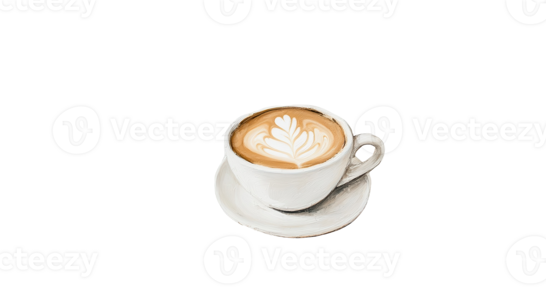Coffee cup with latte art on a white background showcasing creamy texture and delicate design png