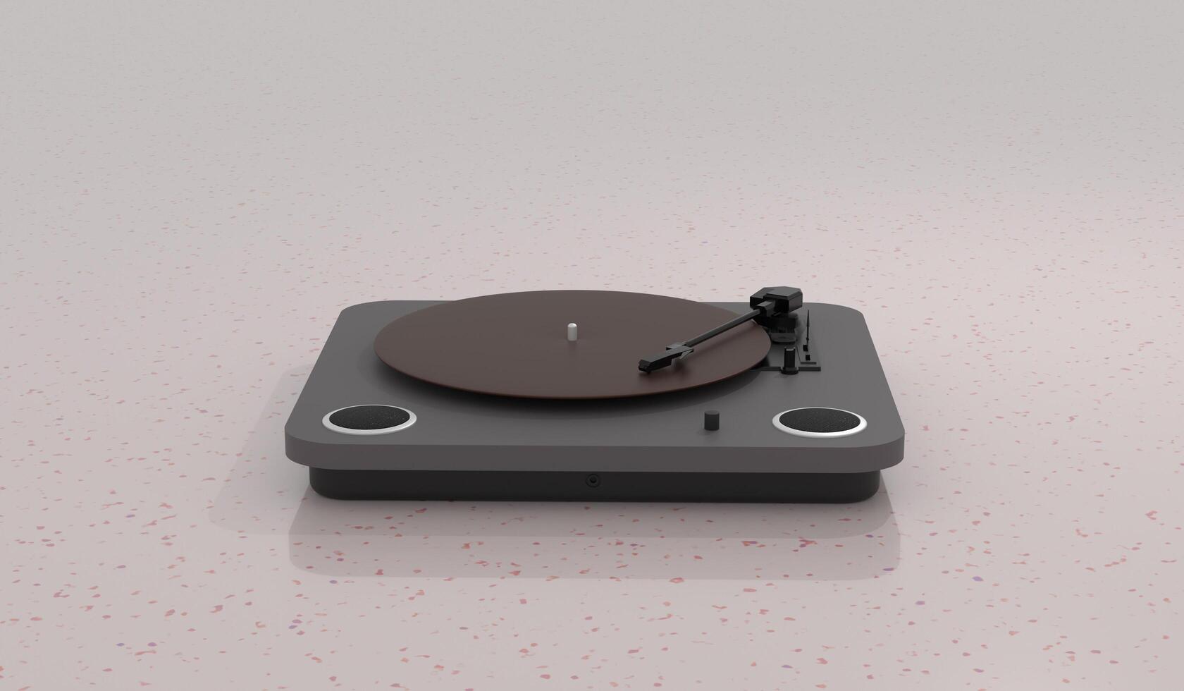 Record player on wooden floor illustration photo
