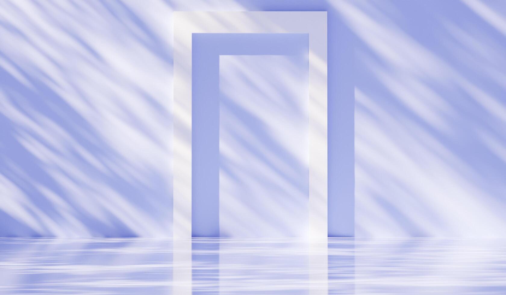 Wooden shadow scene square frame background, colorful, showroom, 3D illustration photo