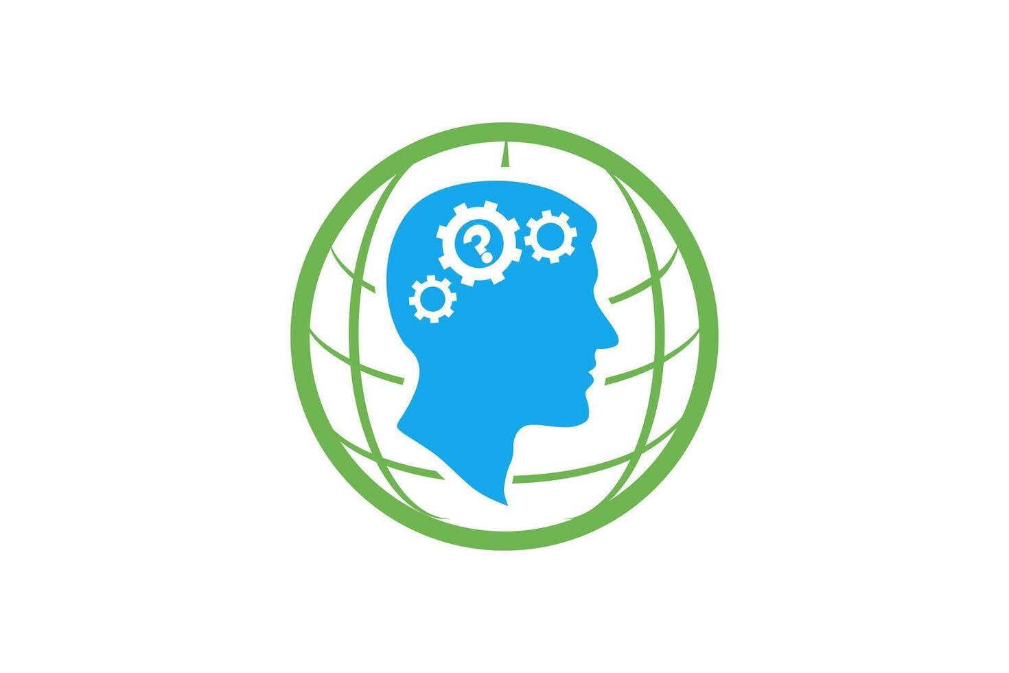 head silhouette with question mark and the globe vector