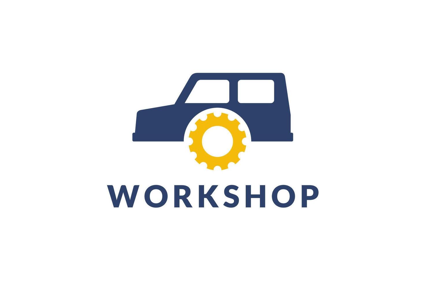 auto shop car repair garage with gear icon logo vector