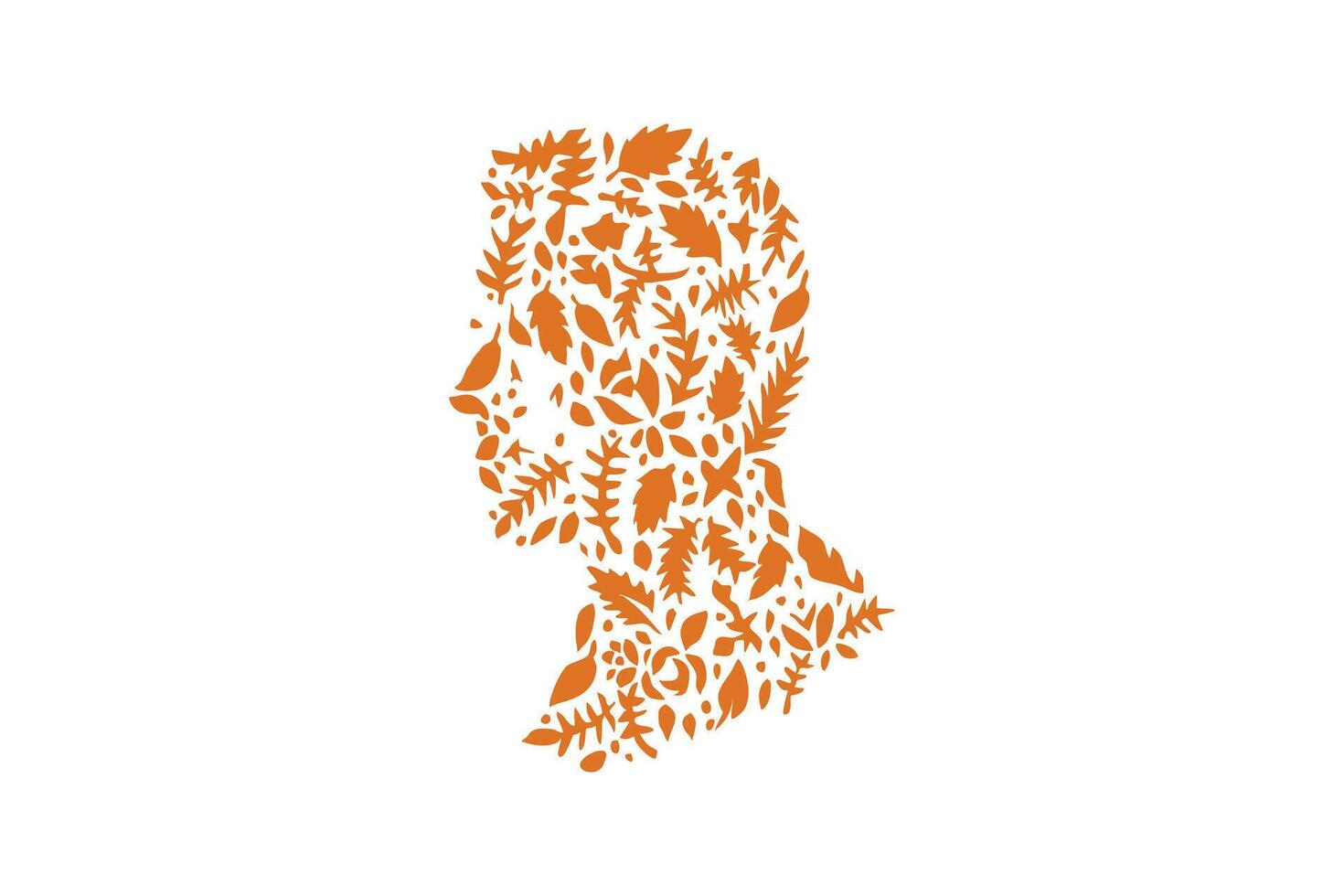 man head silhouette made of leaf art vector