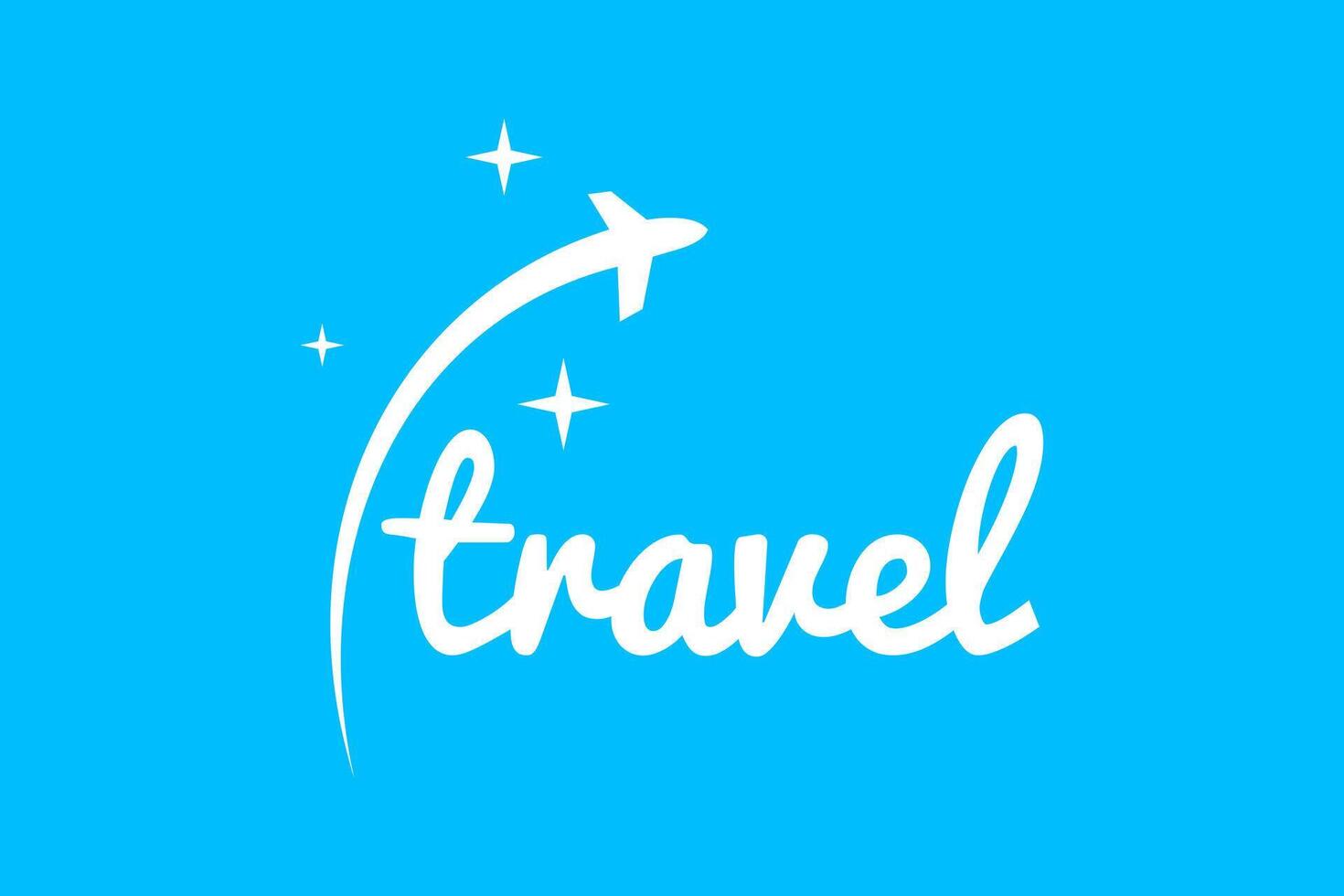 travel world and plane with stars logo vector