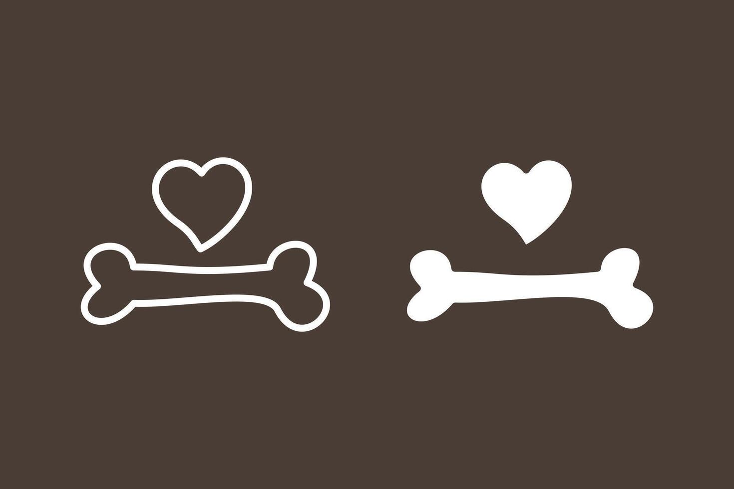 hand drawn bone and love pet icon vector