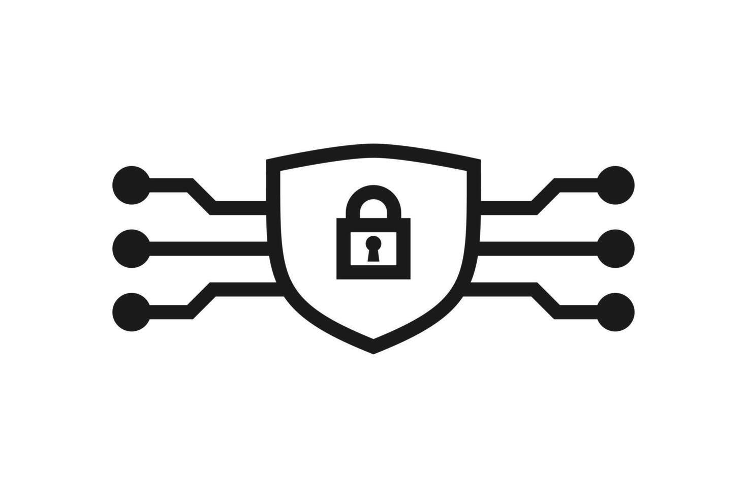 cyber security shield and digital wire icon vector