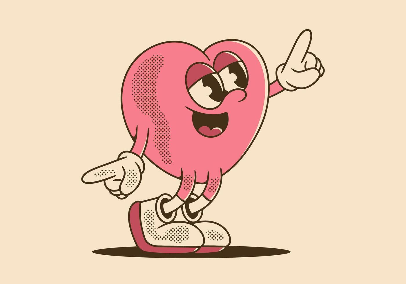 Happy heart character in happy dance illustration vector