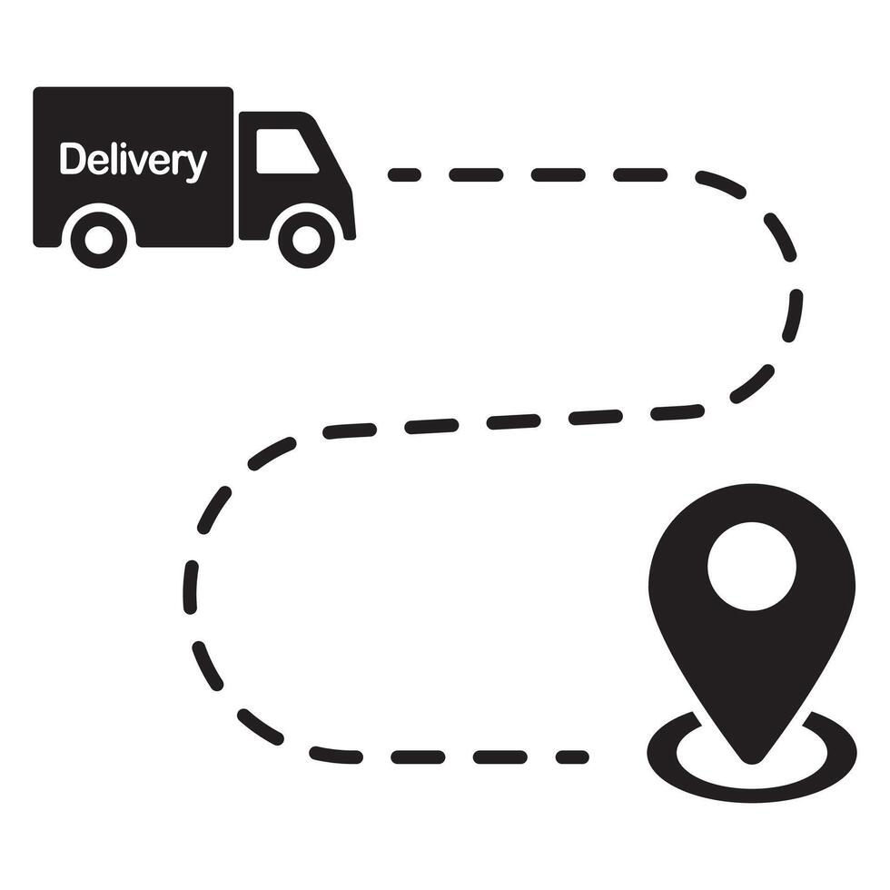 Delivery truck and delivery map illustration vector