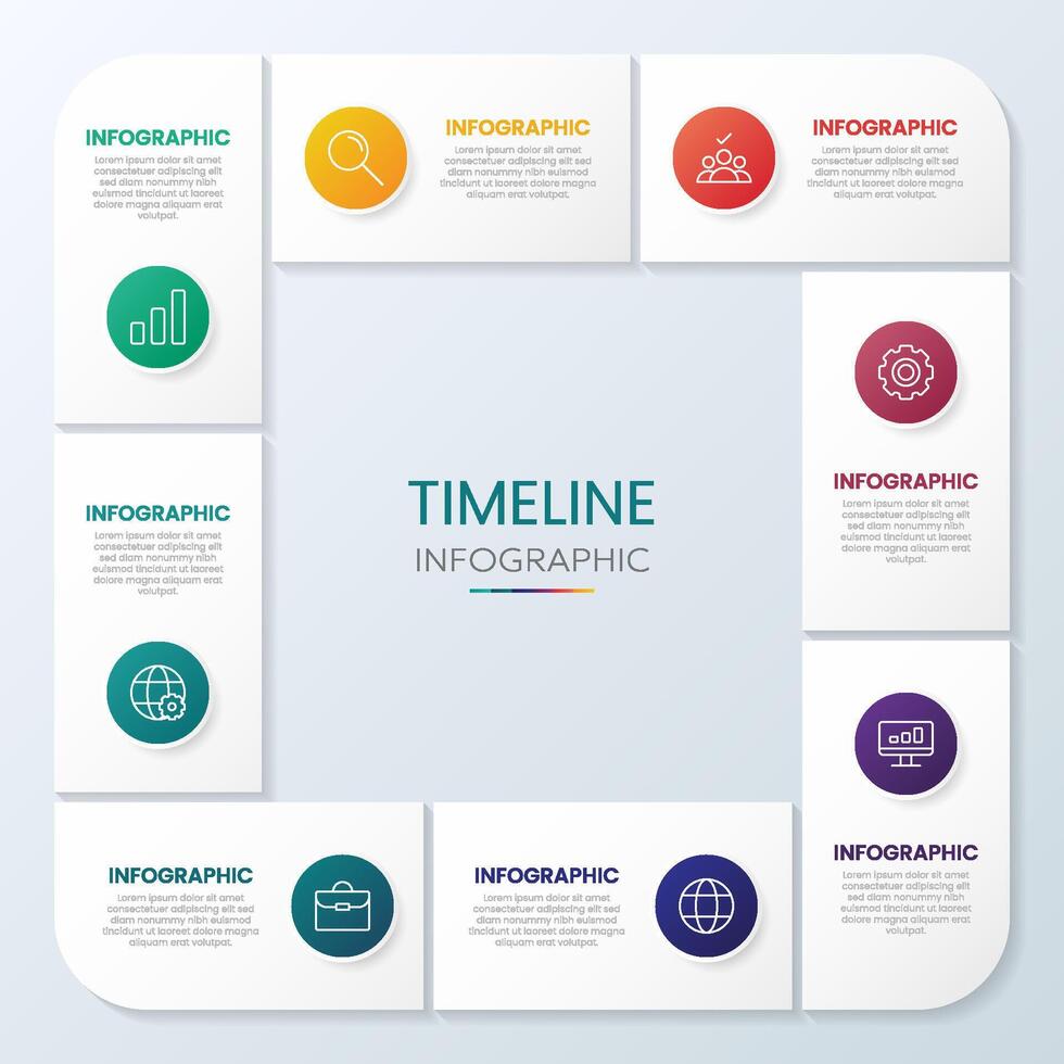 8 Step Timeline Infographic Template vector