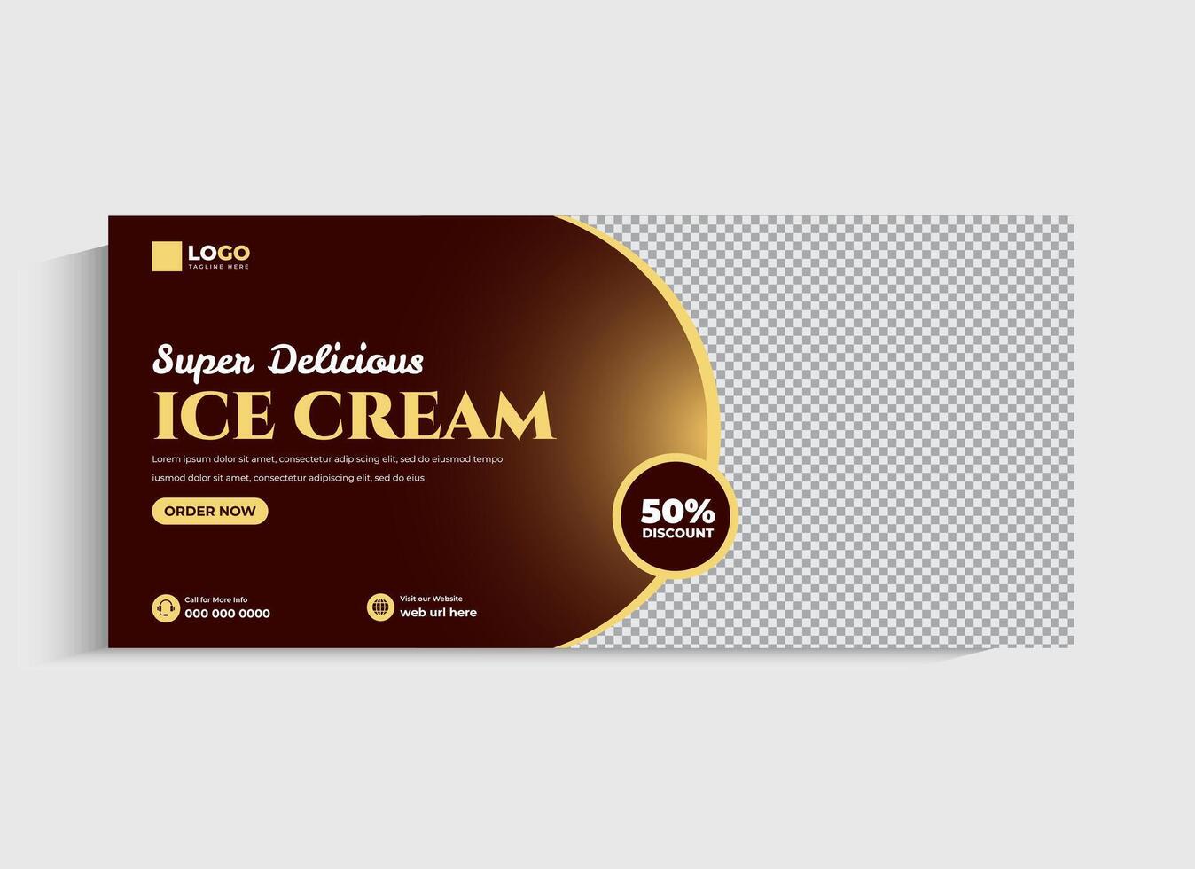 Flavorful ice cream social media cover template vector