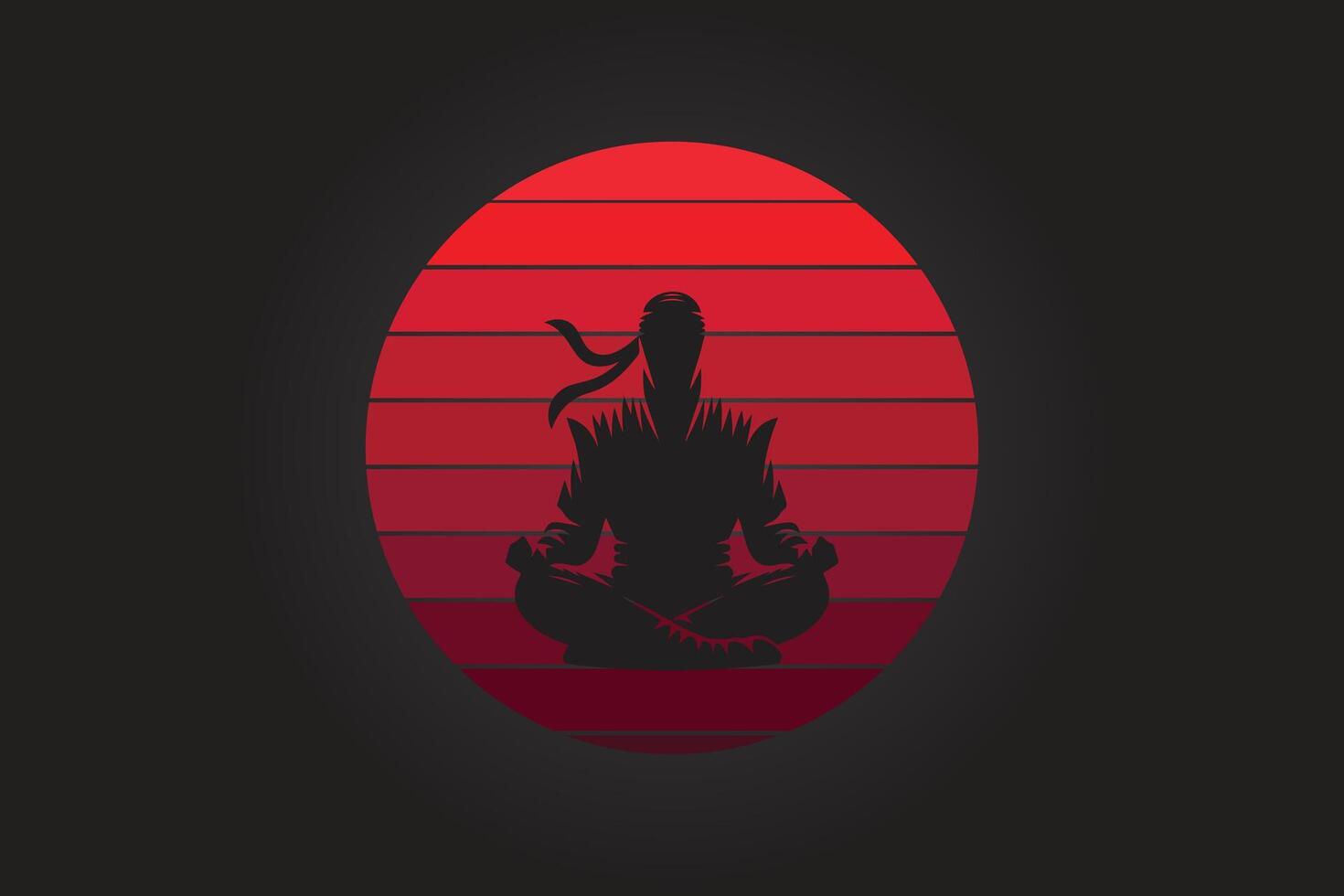 Ninja style sunshine design in red color vector