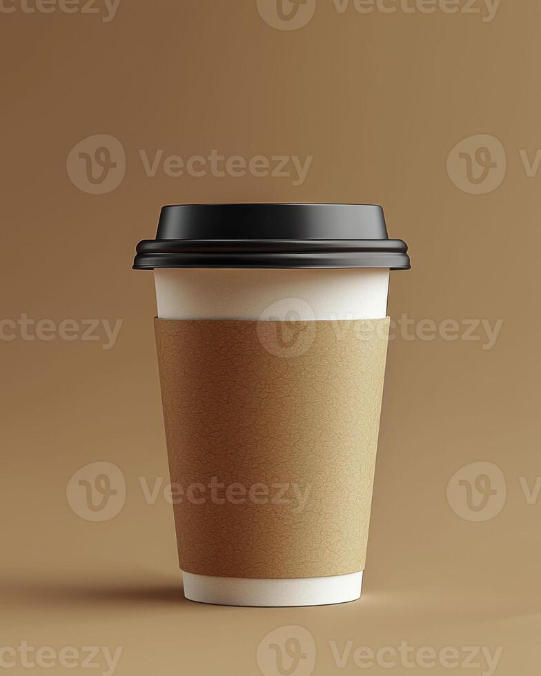 Simple paper cup with lid, perfect for hot beverages and takeout photo