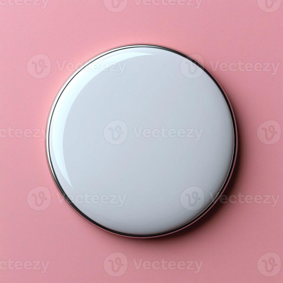 Blank circular badge mockup on pink background, perfect for design photo