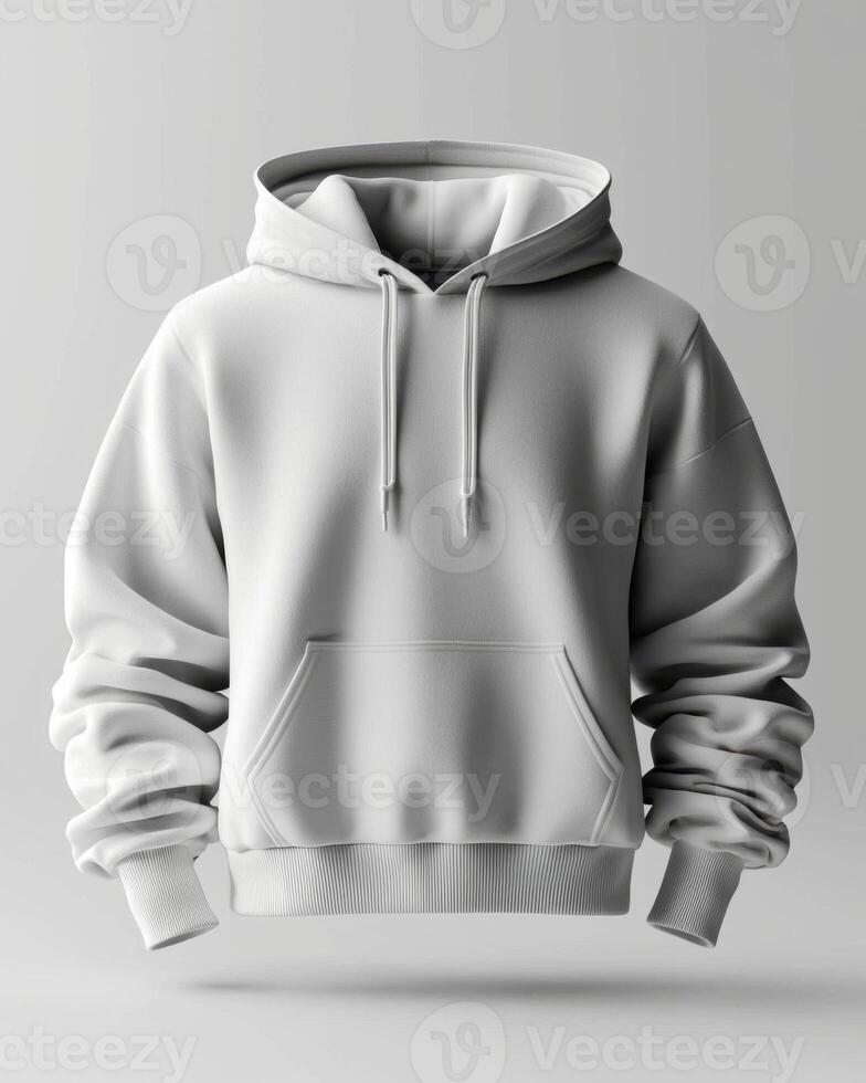 Minimalist white hoodie mockup with blank space for design photo