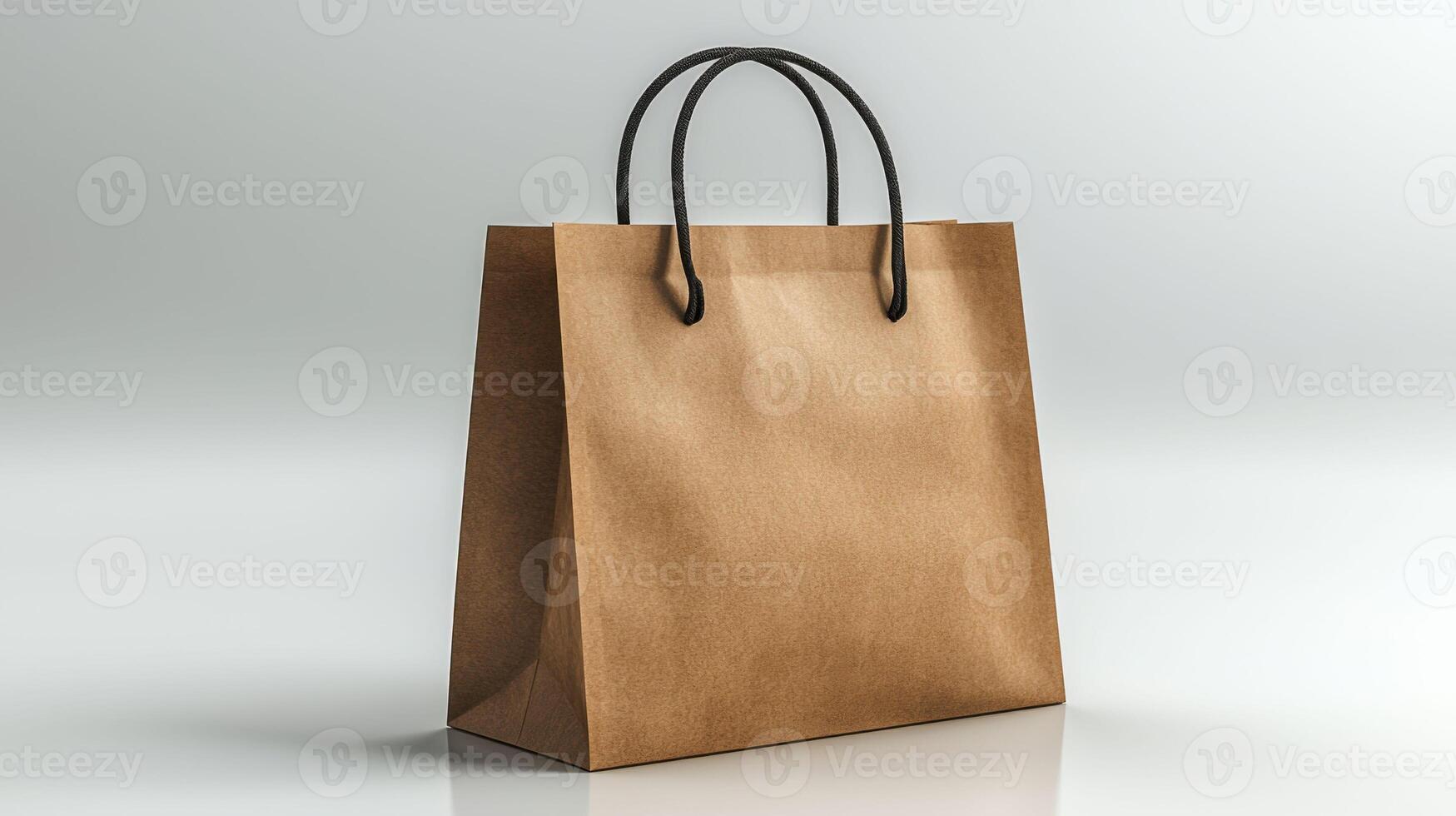 Brown shopping paper bag with handles, perfect for retail use photo