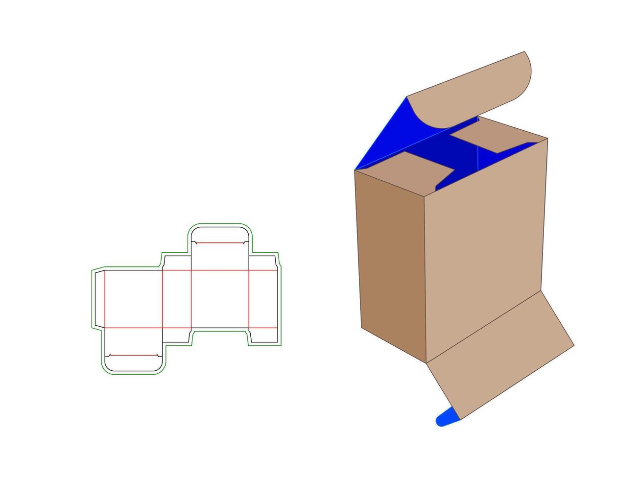 Revese Tuck end box Dieline Template 3x1.5x3 Inch size vector