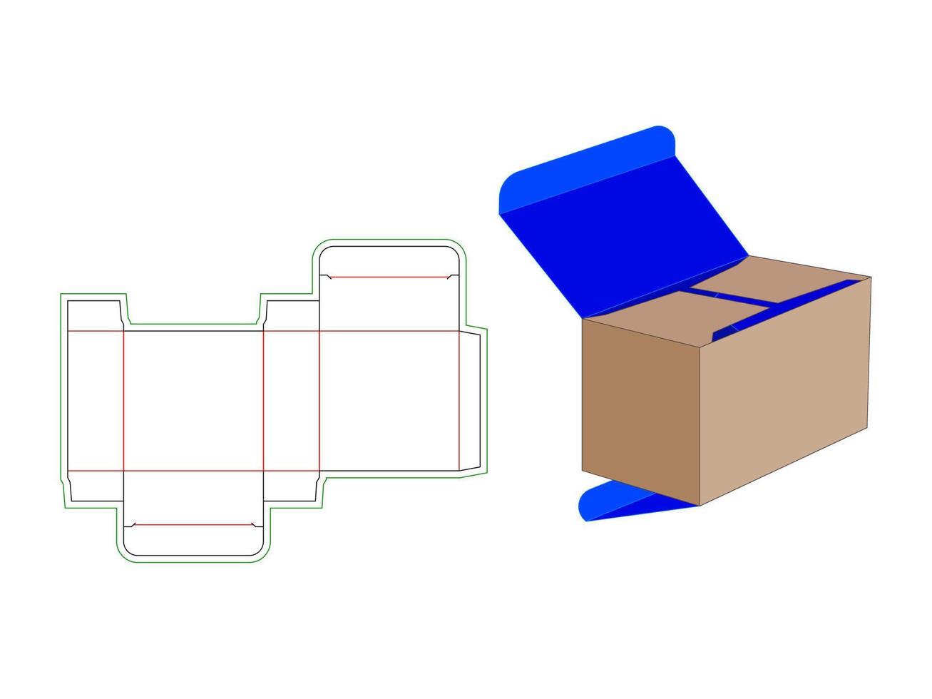 Reverse Tuck end box Dieline template 5x2x5 Inch vector