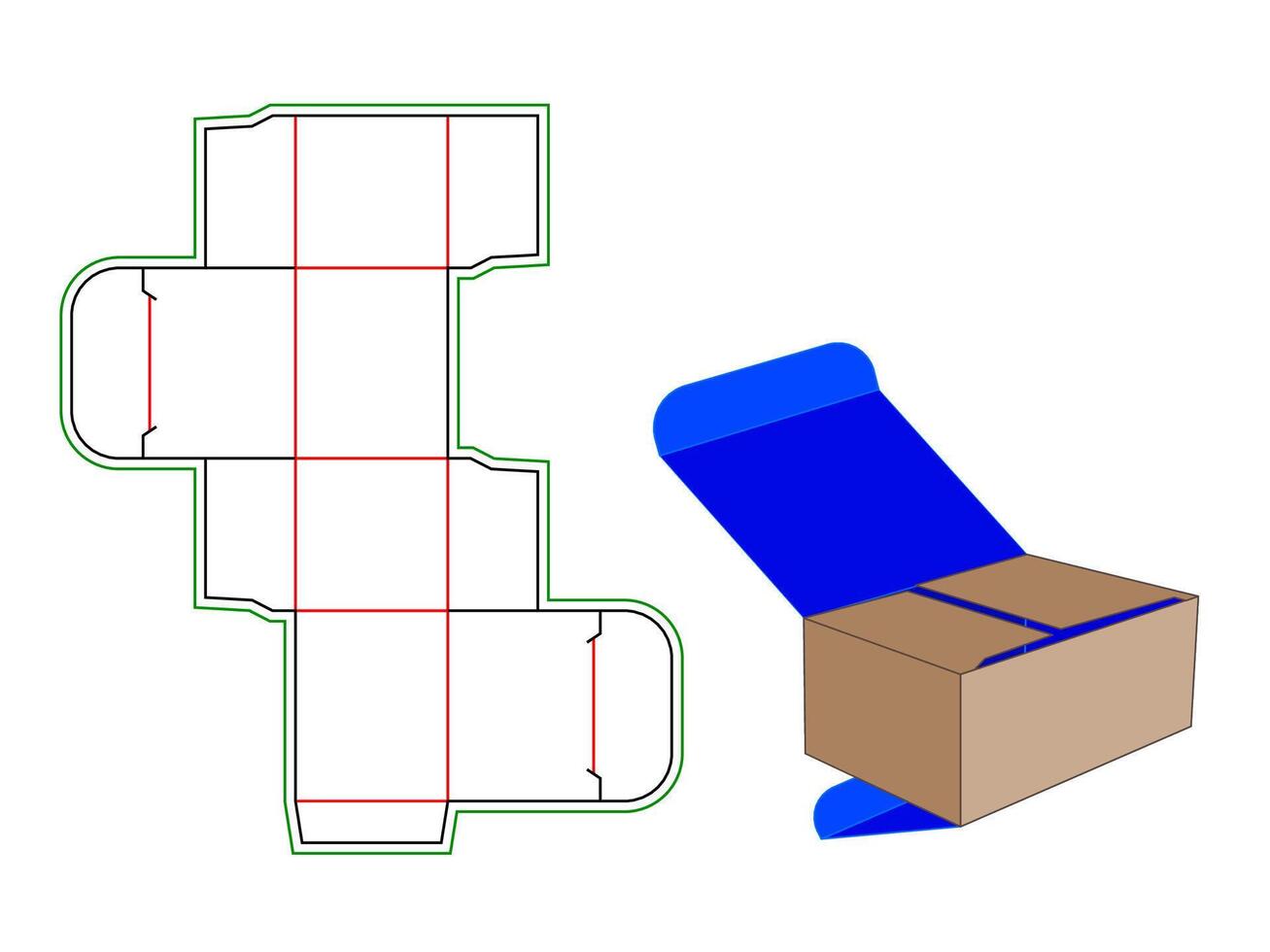 Reverse Tuck end jewelry gift boxes 5x4x4 Inch dieline template vector