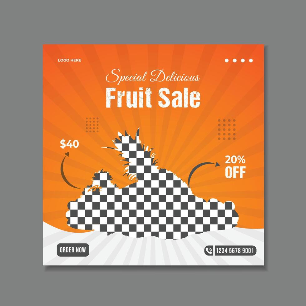 Mixed fruits juice social media post template vector