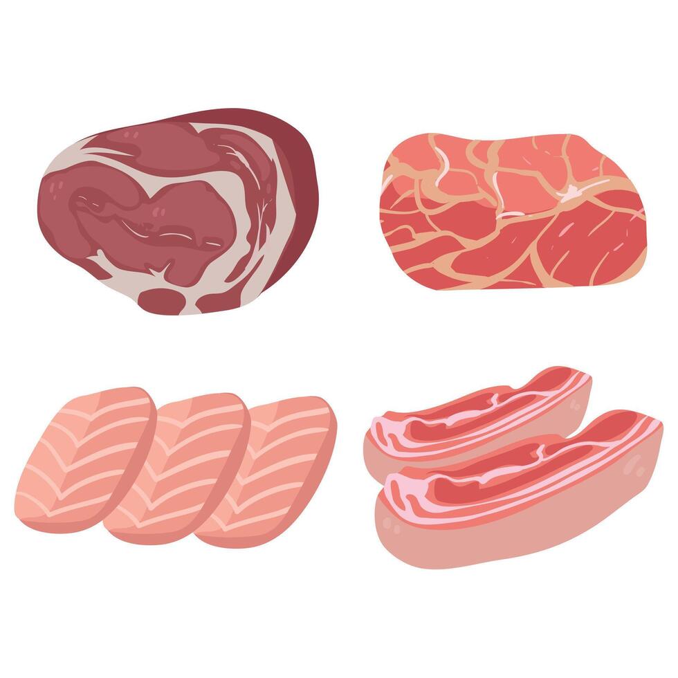 Meat icon isolated on white background. Red meat butcher cuts. Beef steak icon. Healthy food. BBQ symbol vector