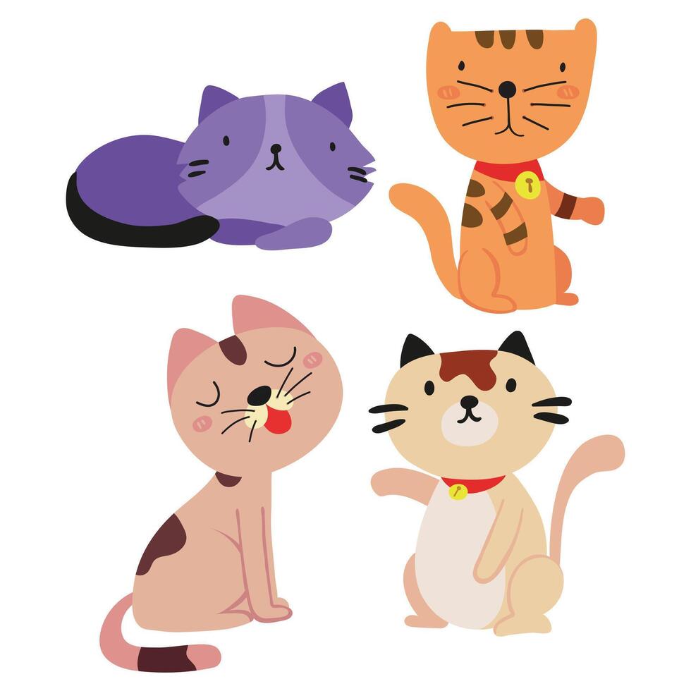 A Cute cartoon cats illustration vector
