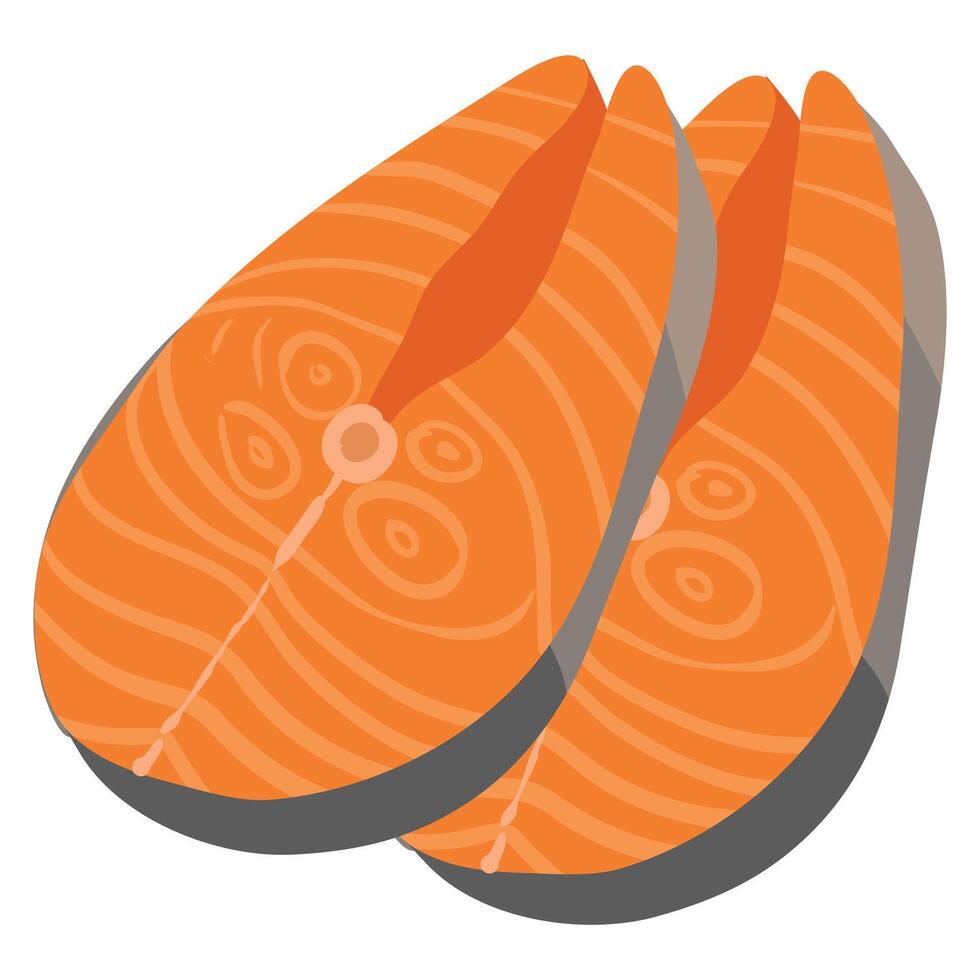 A Two salmon steaks on a white background vector