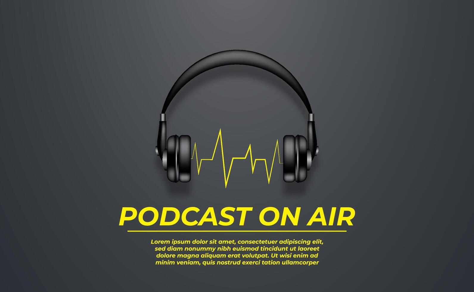 podcast banner with headphones on abstract background vector