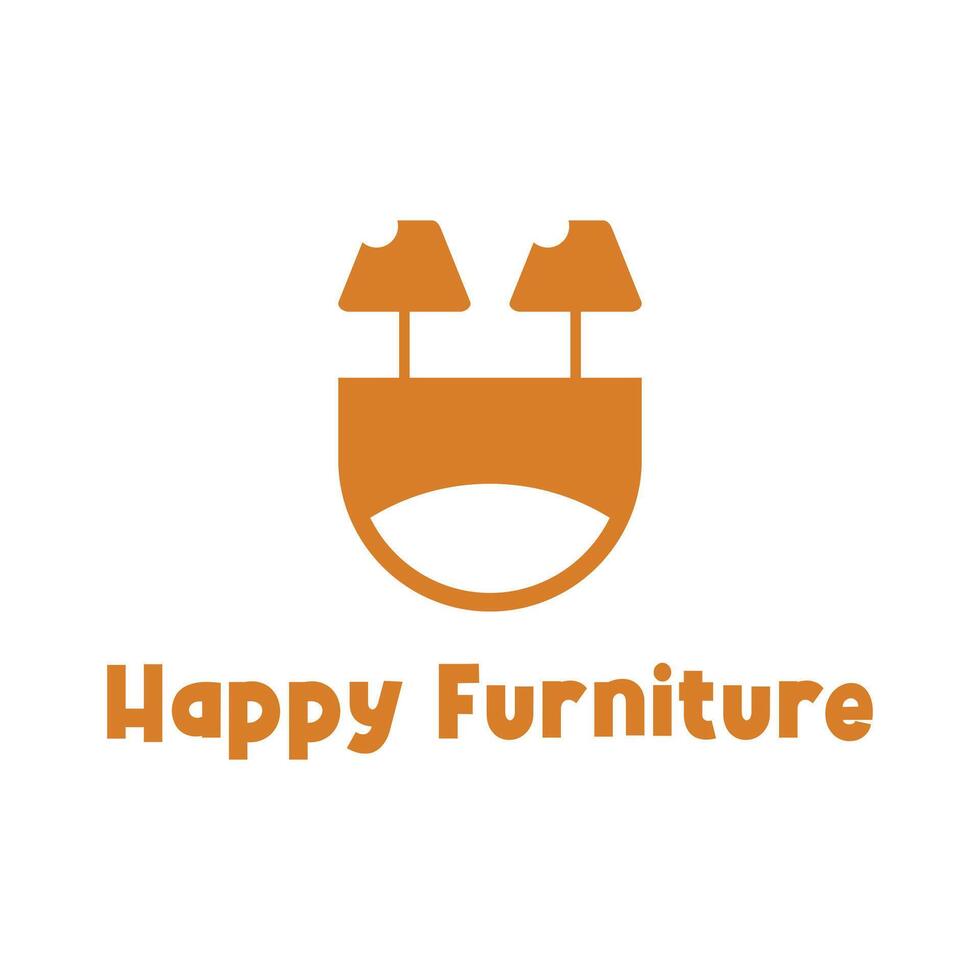 happy furniture flat minimalist logo design vector