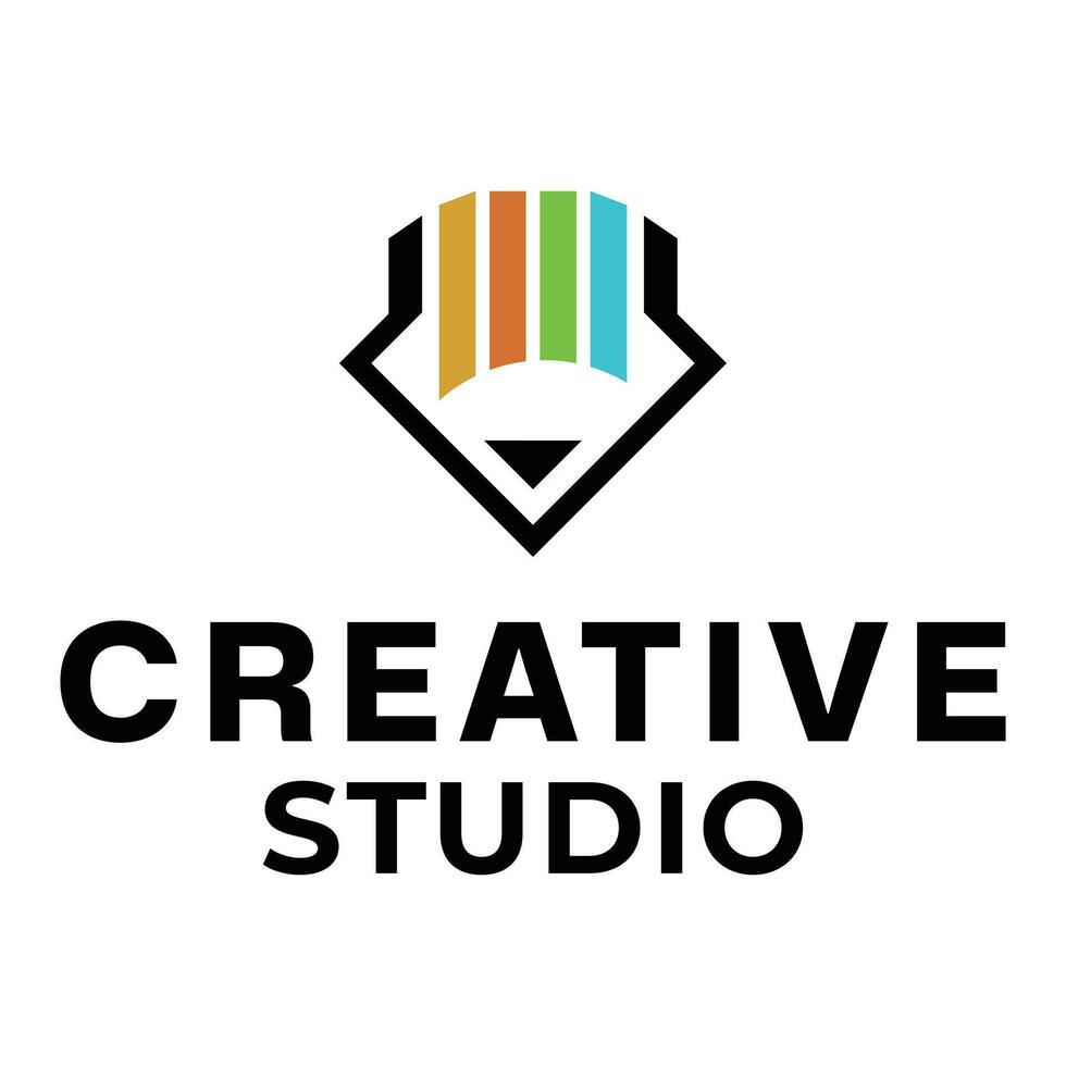 creative studio pencils flat minimalist logo design vector