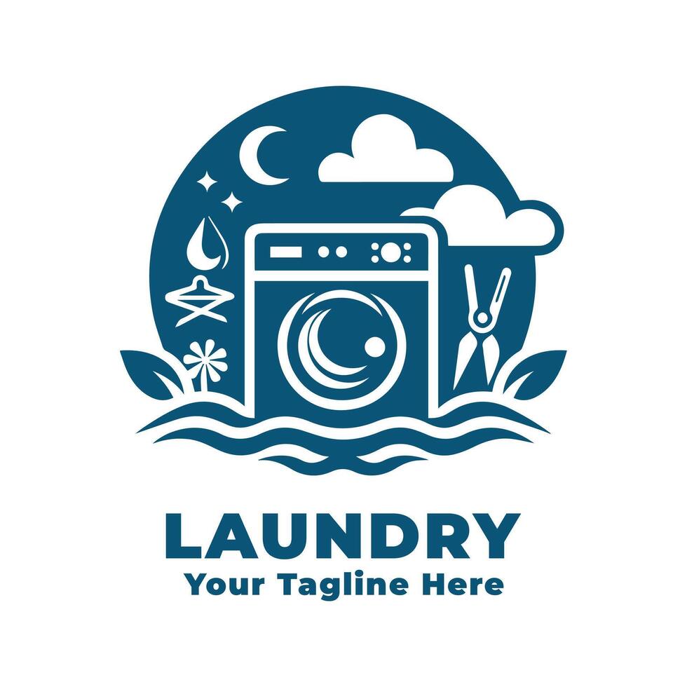 Simple Laundry Logo Illustration With Flat Background vector
