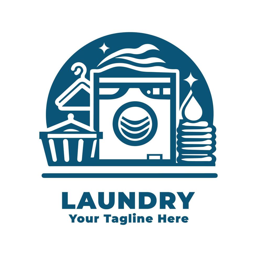 Simple Laundry Logo Illustration With Blue Concept vector