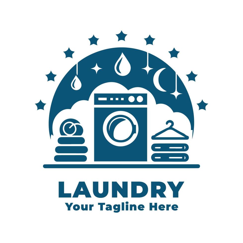 Simple Laundry Logo Silhouette Illustration vector