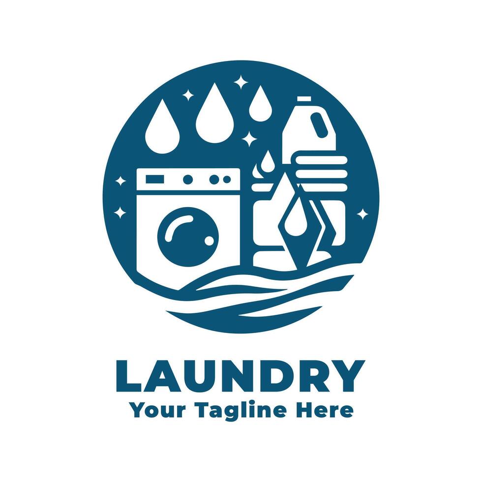 Laundry Simple Logo Illustration With Flat Background vector