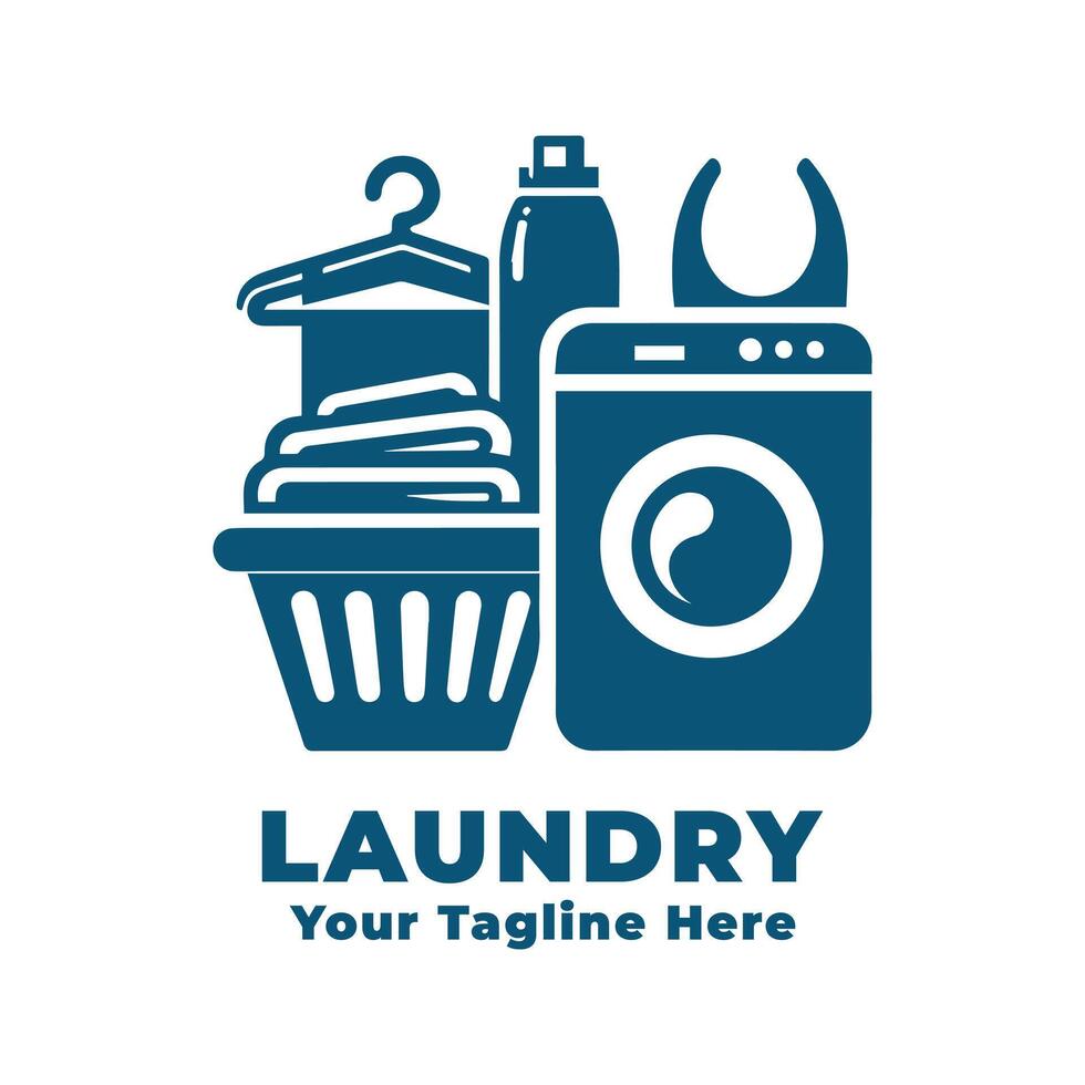 Logo Laundry Simple Design With Flat Background vector