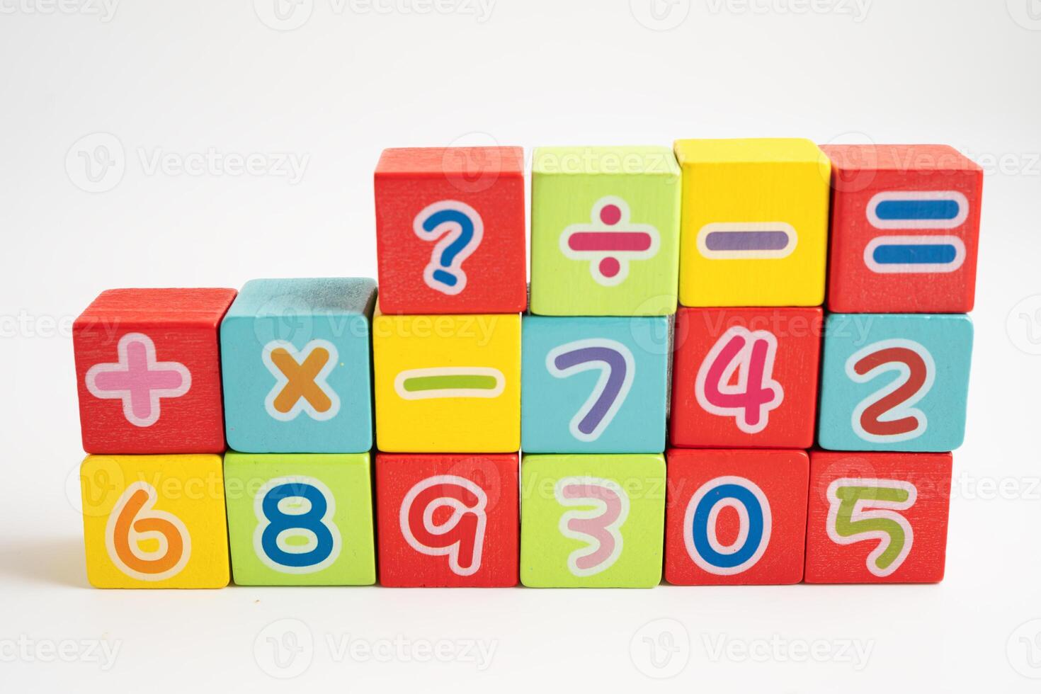Math number colorful on white background, education photo