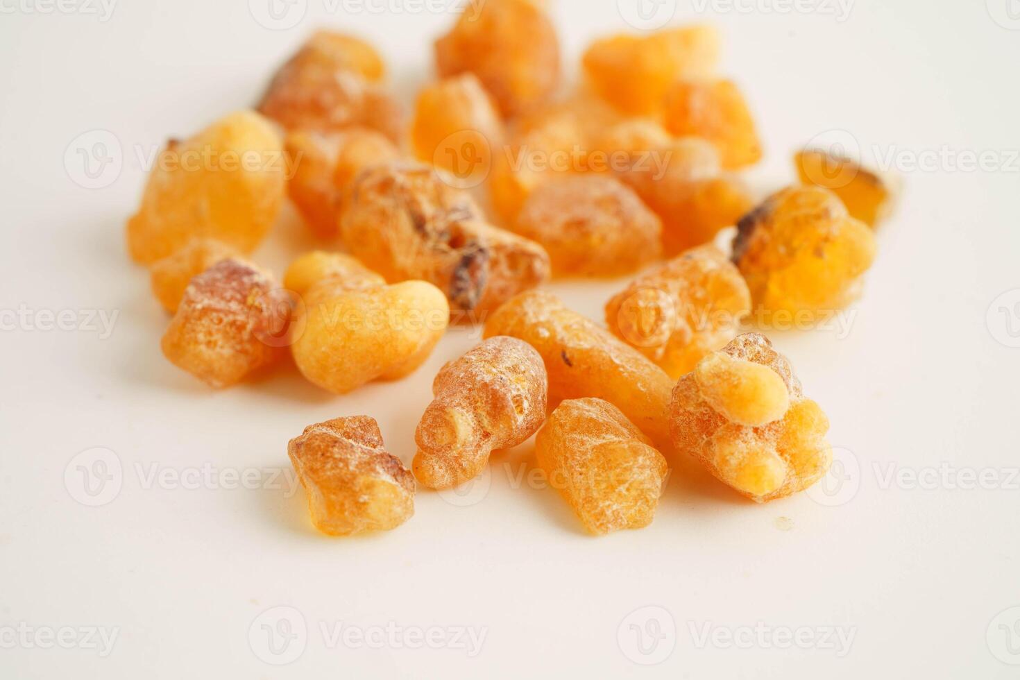 Frankincense or olibanum aromatic resin isolated on white background used in incense and photo