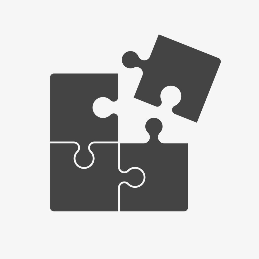 Puzzle pieces black icon on white vector